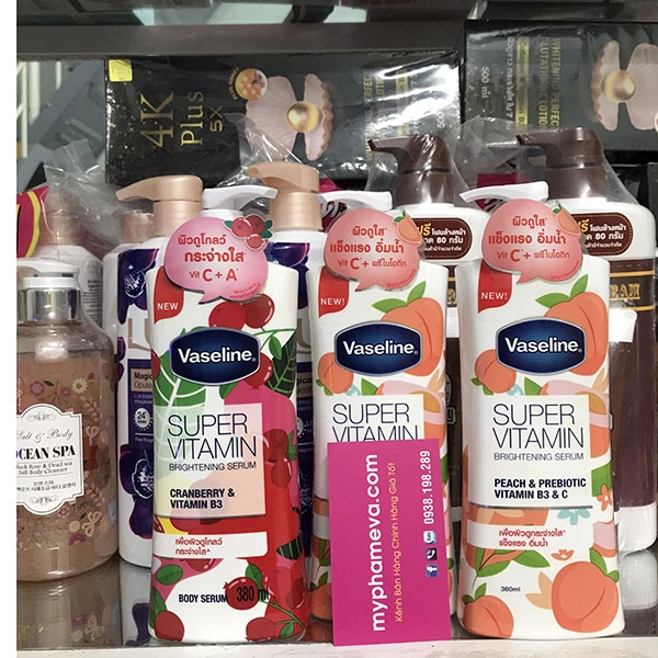Sữa Dưỡng Thể Sáng Da Vaseline Super Vitamin B3 & C Thái lan