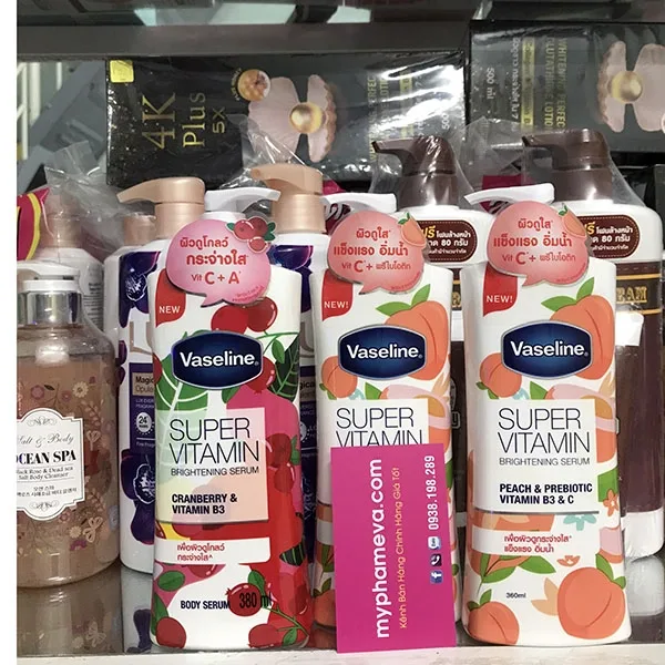 Sữa Dưỡng Thể Sáng Da Vaseline Super Vitamin B3 & C Thái lan