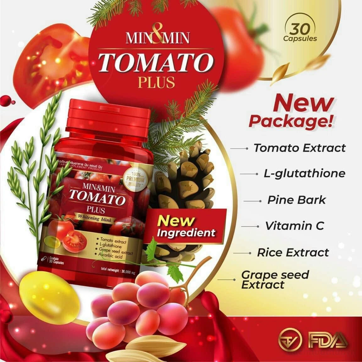 Viên Uống Trắng Da Min & Min Tomato Plus Thái Lan Chăm Sóc Mặt-1